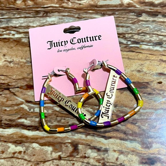 Juicy Couture Jewelry - Juicy Couture Gold-Tone Rainbow Heart Earrings
